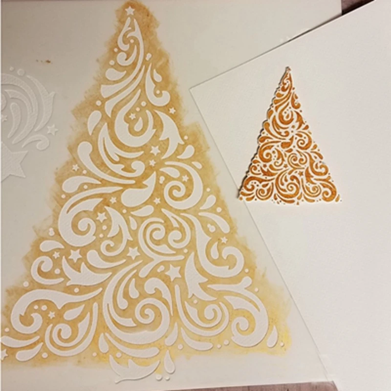 

Merry Christmas Tree Plastic Stencil For DIY Scrapbooking Decorative Embossing DIY Cards Crafts Plastic Template Drawing Sheets