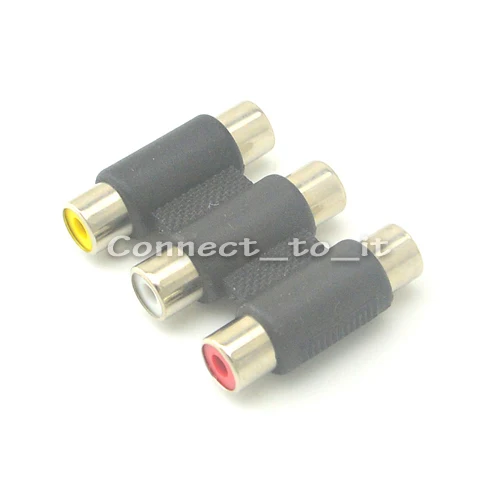 (5 шт./партия) RCA адаптер 3 AV Аудио Видео переходник Мама мама разъем|connector