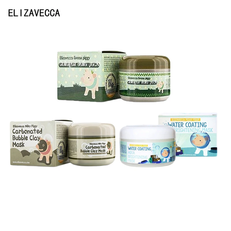 Маска для лица ELIZAVECCA Зеленый Копилка коллаген Jella Pack/молочно копилка конвеерная