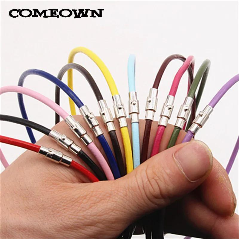 COMEOWN 10 шт смешанные цвета Натуральная кожа ожерелье шнур 3 мм 12-30 дюймов тусклый Серебряный тон Магнитная застежка кожаное ожерелье s чокер