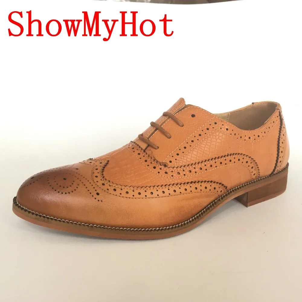 Showmyhot Демисезонный Баллок вечерние и свадебные Мужские модельные туфли Лоферы Кружево повседневная обувь на шнуровке мужские резные Британский ботинки в стиле ретро
