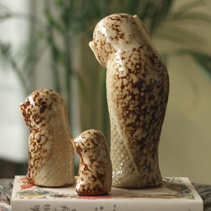 Набор из 3 предметов милая Керамическая скульптура в форме совы декоративный