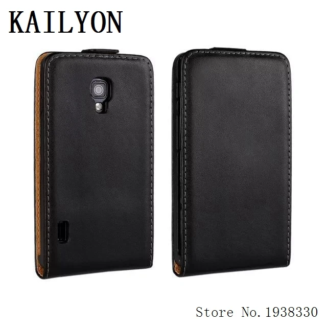 Чехол KAILYON для LG Optimus L7 II P710 P713 P715, роскошный флип-чехол из натуральной кожи для LG Optimus L7 II, чехол для телефона с одной картой - Цвет: Черный