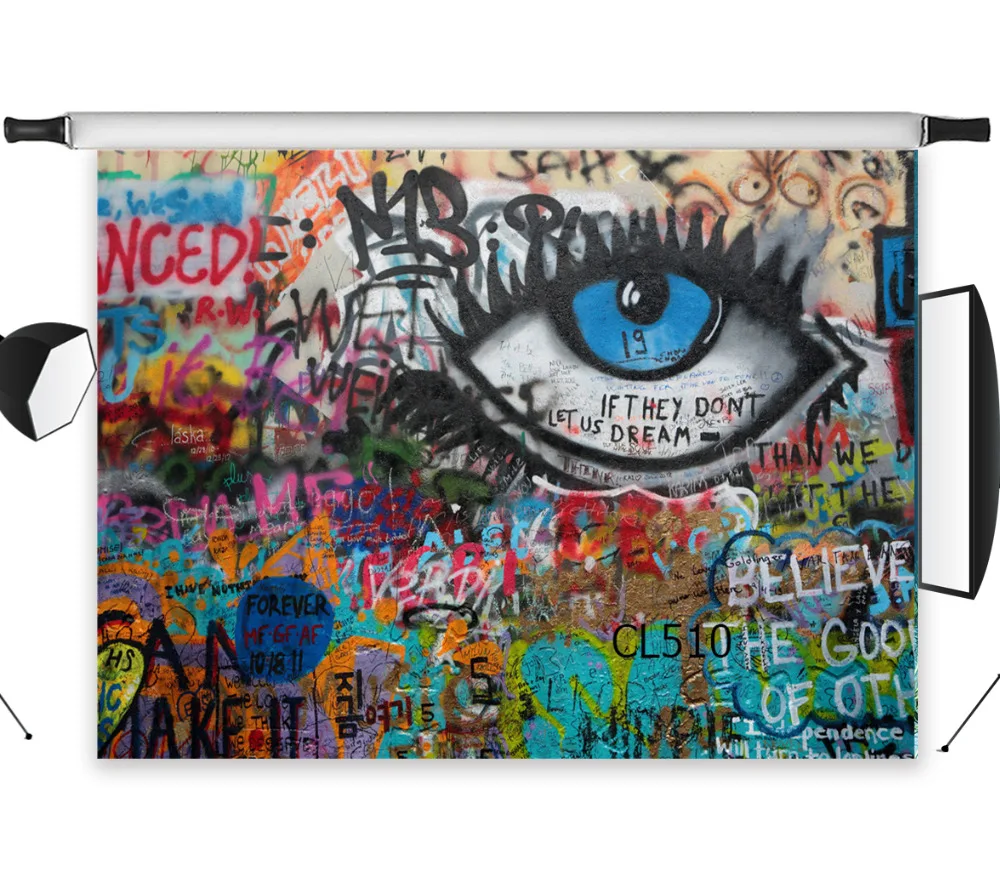 Бесшовный моющийся без складок абстрактный глаз стена граффити полиэфирный фон