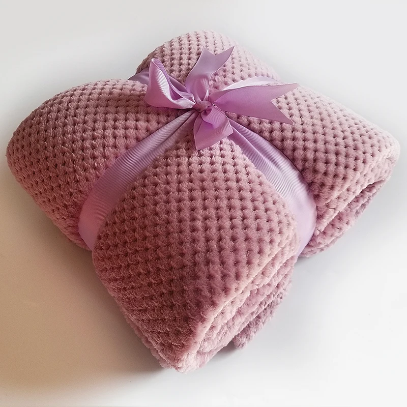 pink purple Microfine массивное вязаное одеяло утяжеленное флисовое вафельное одеяло покрывало для дивана Фланелевое мягкое плотное одеяло - Цвет: pink purple