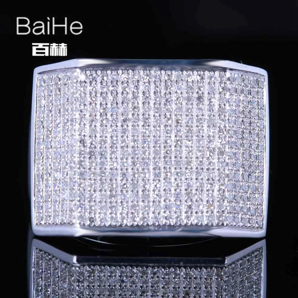 BAIHE Solid 14 K белое золото(AU585) 1.2CT сертифицированные H/SI круглые ограненные настоящие бриллианты свадебные мужские модные ювелирные изделия кольцо