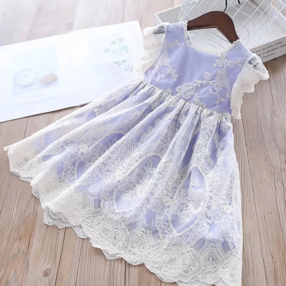 2019 Girl Embroidery Flower Dress Princess Lace tutu Party Kids Clothing Baby Palace Sleeveless | Детская одежда и обувь