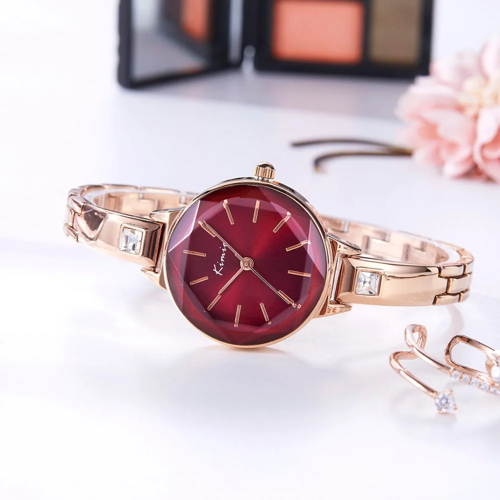Женские часы-браслет KIMIO модные часы с красным циферблатом 2019 | Наручные