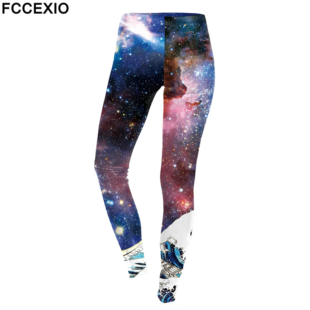 FCCEXIO New Style 2019 Leggings Women Galaxy Space Digital Print Legging Fitness Leggins Workout Plus Size Pants Legins Trousers | Женская