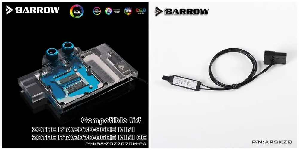 Барроу VGA блок для ZOTAC RTX2070 8GD6 мини OC GPU Блок воды полное покрытие BS-ZOZ2070M-PA - Цвет лезвия: BlockXManual Control
