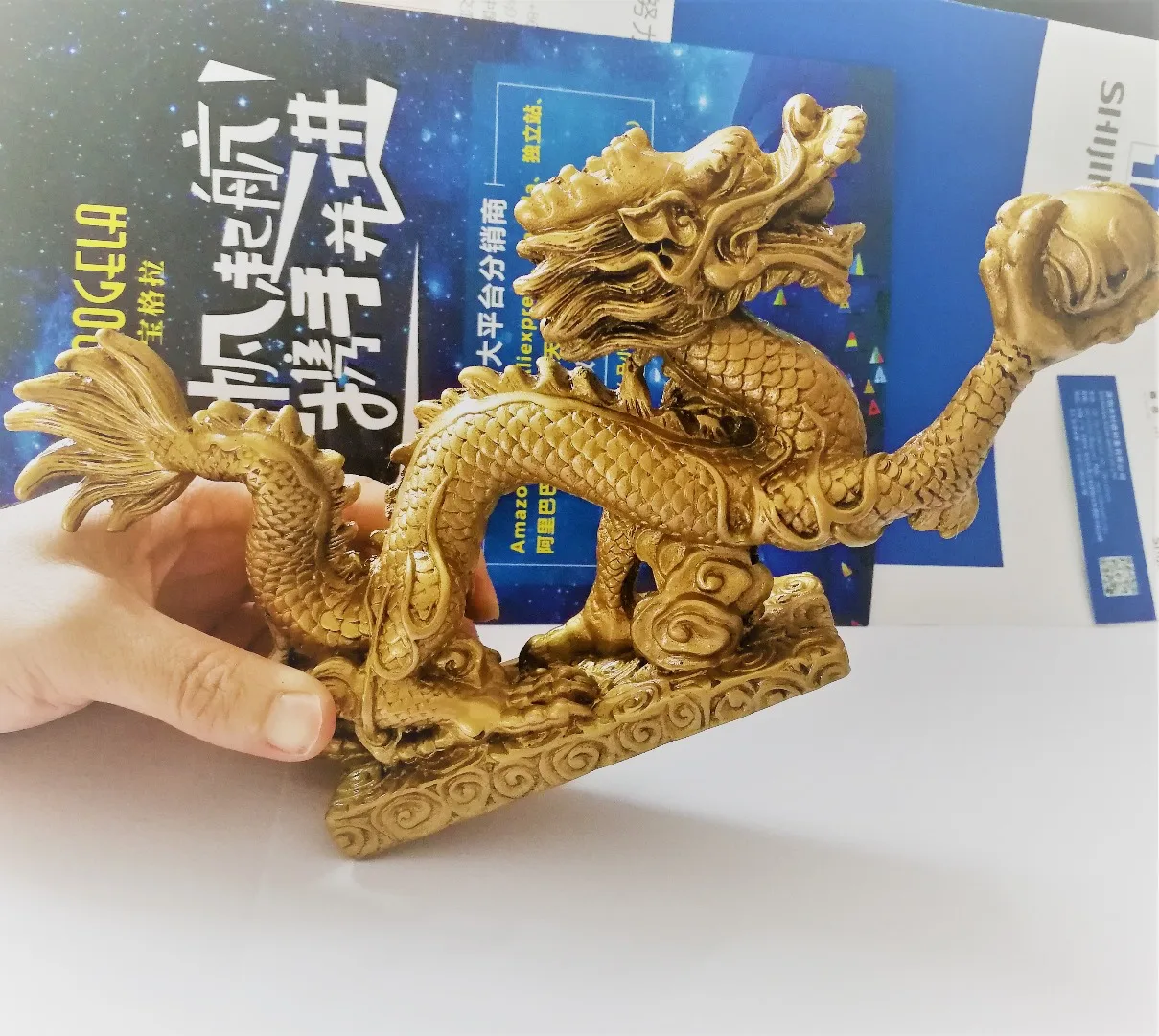 1 шт. медная фигурка дракона с шариком китайский амулет фэн шуй на удачу|Статуэтки