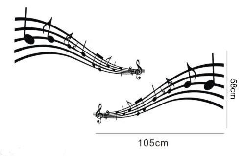 Съемные большие музыкальные ноты мелодия настенные Стикеры наклейки для