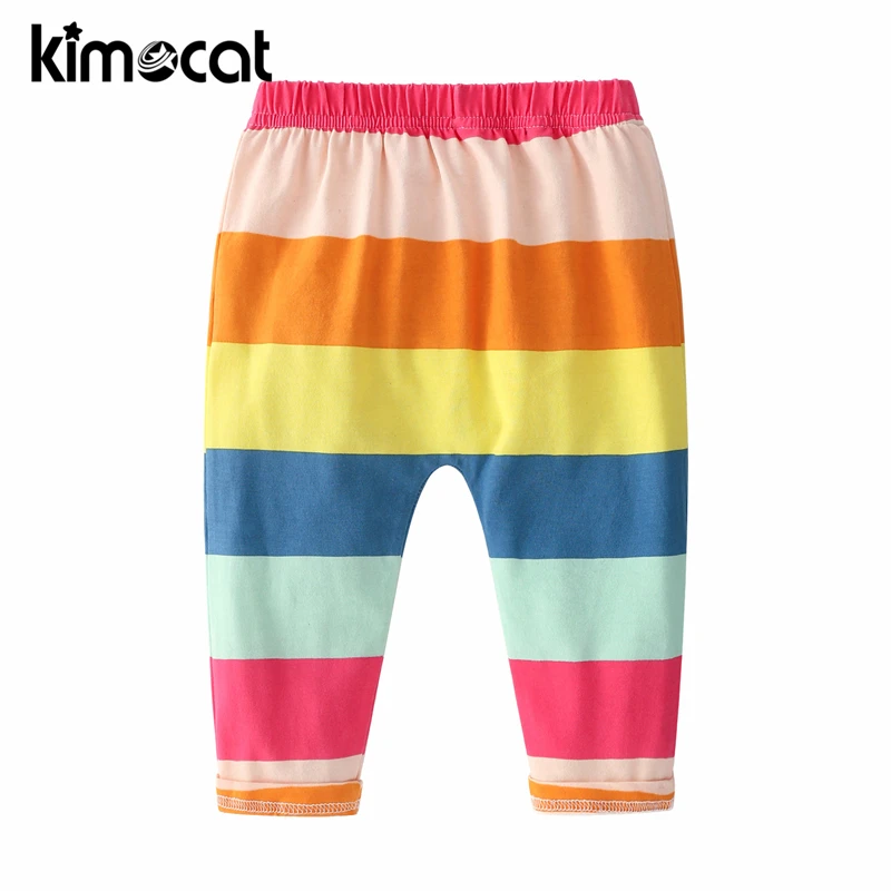 Kimocat одежда для маленьких мальчиков и девочек красочные штаны хлопковый костюм с