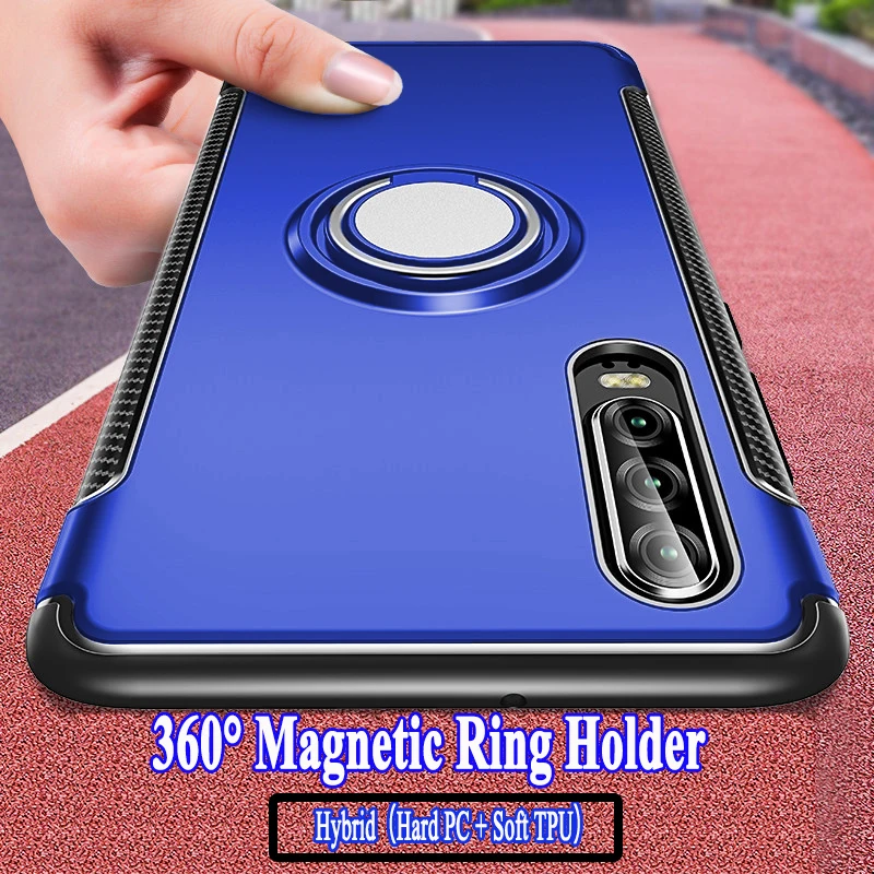 Shockproof Armor Soft Silicone Bumper Case For Huawei P Smart Plus Hard Cover P20 P30 Lite Pro 360 Metal Ring Holder |