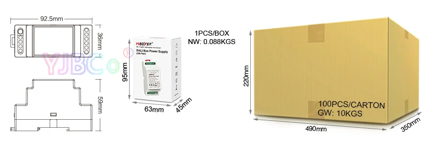 Miboxer DL-POW1 DC16V din-рейка DALI автобус источник питания 4 Вт Max250mA светодиодный трансформатор для переменного тока 110 В 220 В DALI RGB CCT светодиодный светильник