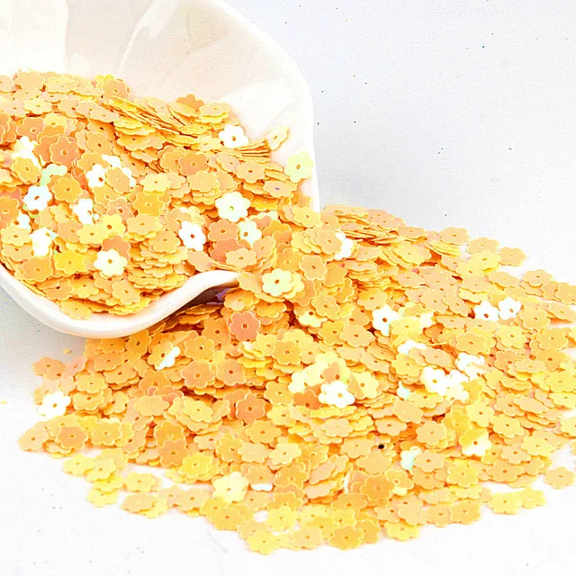 AB yellow flat Матовый розовый цветок блестки 6 мм чашка ПВХ пайетки свободные Lentejuelas для рукоделия ремесло швейная фурнитура бижутерия 20 г/лот - Цвет: AB yellow flat