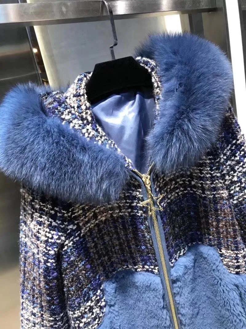 Модное шерстяное пальто abrigos mujer invierno с капюшоном, дизайнерское Женское пальто, воротник из лисьего меха, украшение, casaco feminino, шерстяное пальто