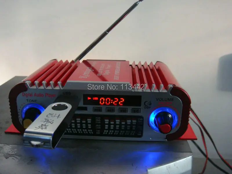 Kentiger HY601 2 Каналы автомобиля Усилитель MP3 FM/USB игрока 20 Вт + цифровой Дисплей