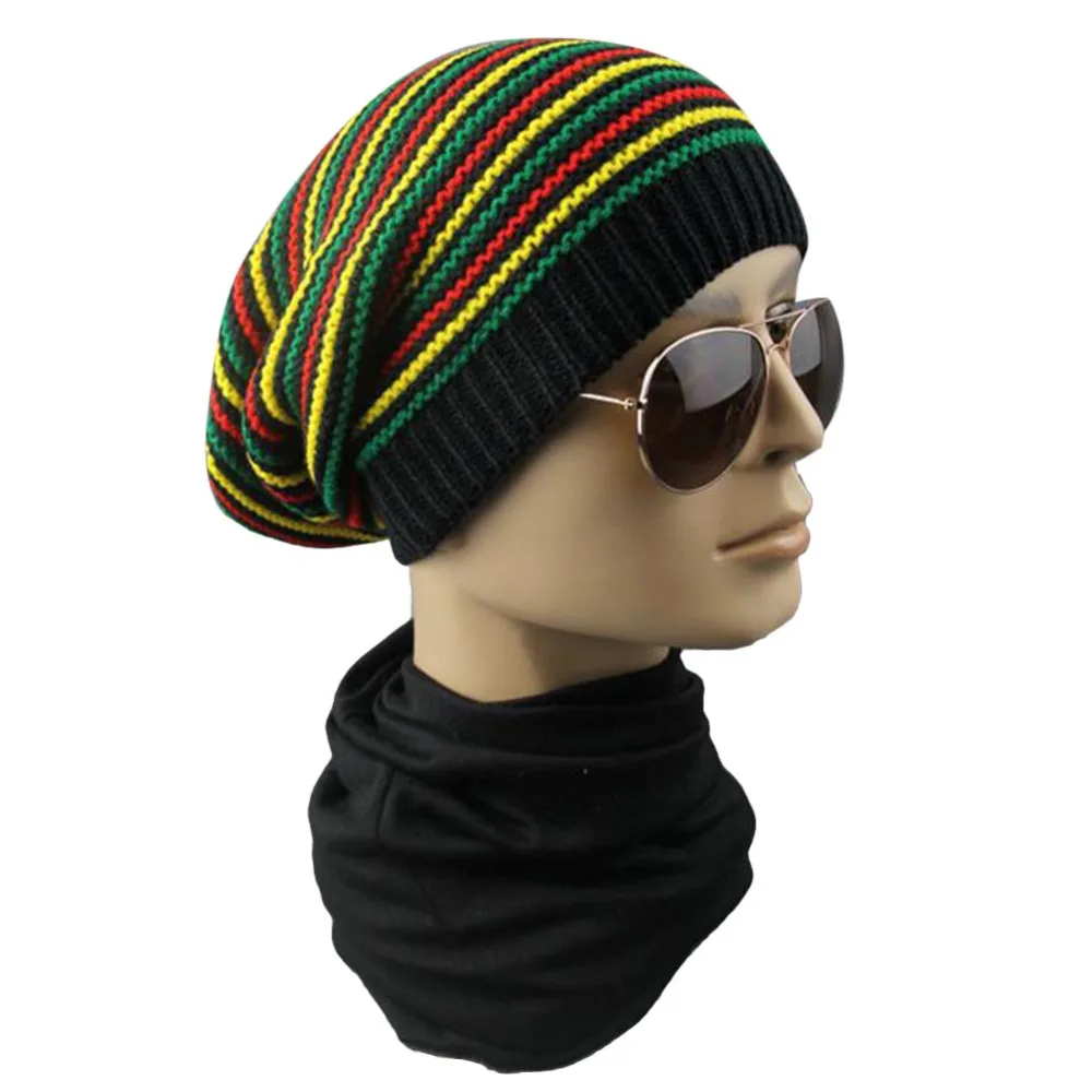 2018 зимняя новая хип-хоп многоцветная полосатая Кепка Женская Skuilles Beanie Rasta шапки