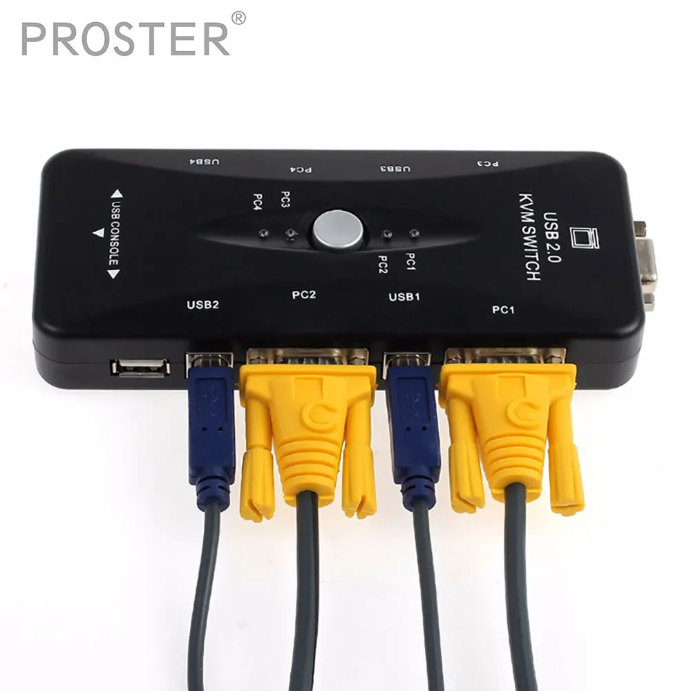 Постер 2 0 KVM переключатель USB VGA сплиттер коробка концентратор адаптер 4 порта