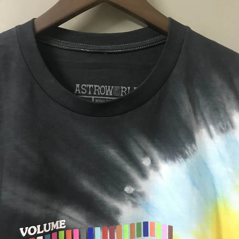 Новинка Трэвиса Скотта Astroworld фестиваль Run Tie Dye футболка для мужчин и женщин высокое качество ASTROWORLD Трэвиса Скотта футболки