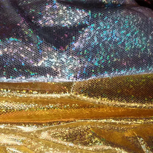 Универсальный эластичный спандекс Бронзирующая красочная лазерная ткань