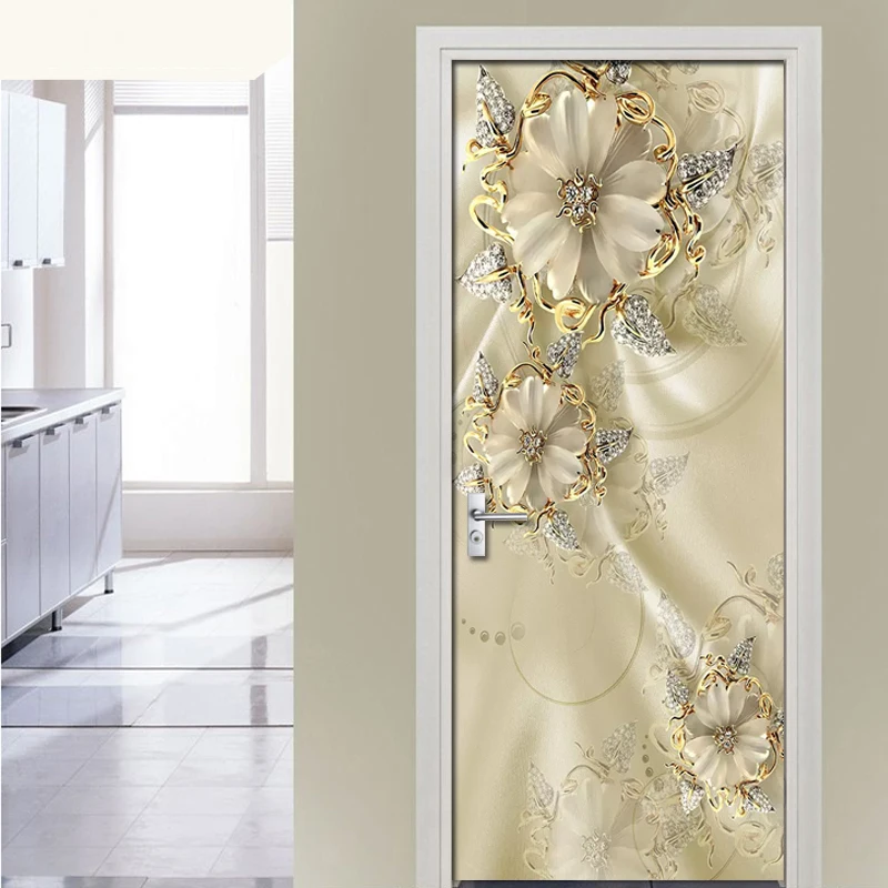 3D креативный цветок самоклеящиеся наклейки из ПВХ для съемной двери Настенные