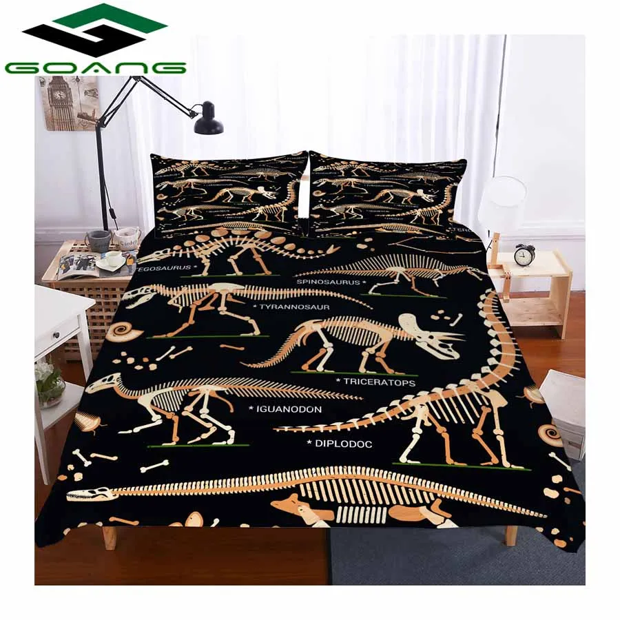 Черный GOANG full size bedding sets luxury home textiles 3d Digital printing mini dinosaur 3pcs boys bedding set microfiber - Цвет: Черный