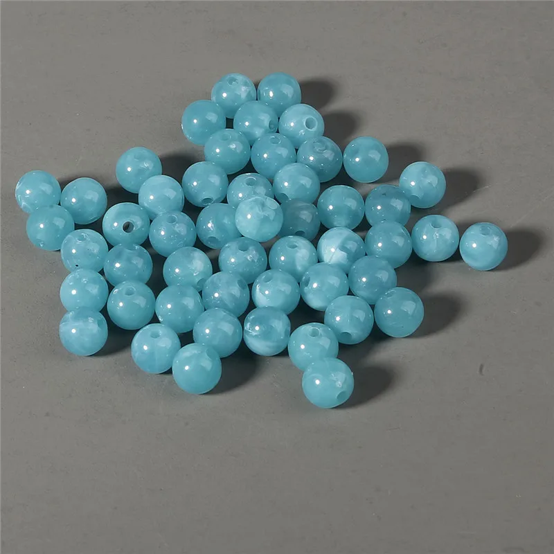 Blue Wholesale 6mm 8mm 10mm Acrylic Clouds Beads Effect Round BEADS Spacer Loose Beads For Jewelry Making DIY Bracelet - Цвет: Blue