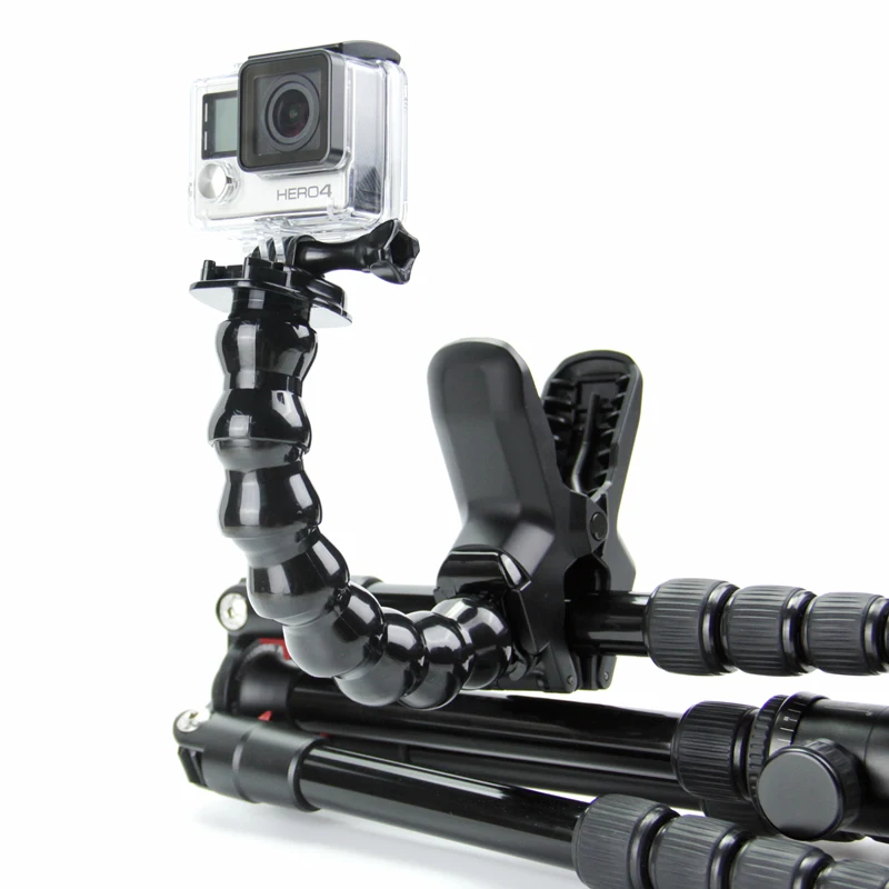Гибкое зажимное крепление LANBEIKA с гибкой регулируемой шеей для GoPro Hero 10 9 8 7 SJCAM SJ4000