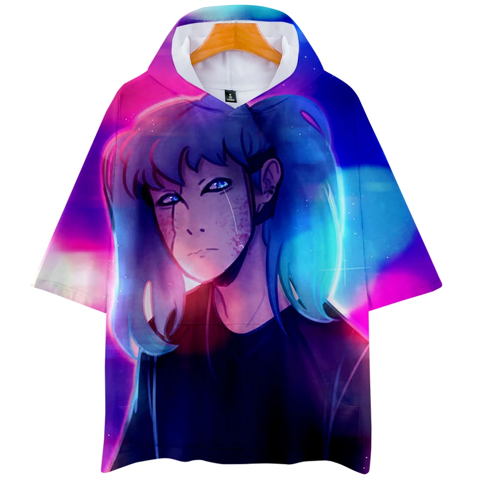 Женская и мужская повседневная одежда с короткими рукавами капюшоном летняя