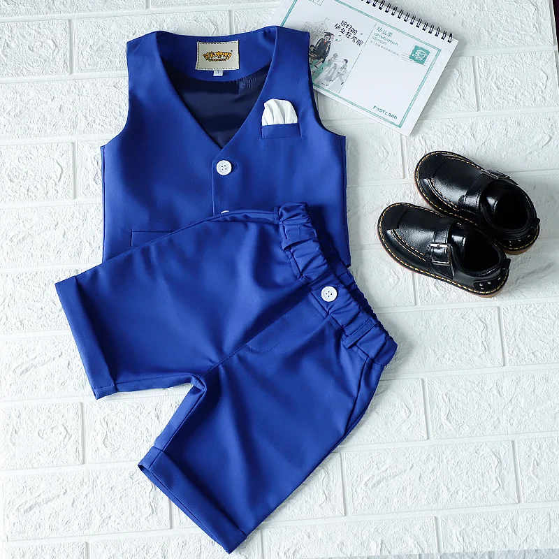 Flower Boys Summer Suit Set Gentleman Kids Boy Vest Short Shirt Fashion Formal Birthday Party Wedding Children Clothing F134 | Детская