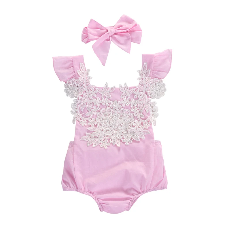 Боди для новорожденных и маленьких девочек розовый комбинезон с цветочным