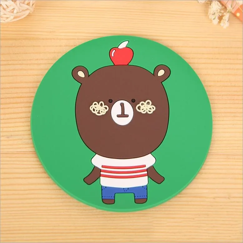 02 Цельнокроеное платье творческий милый мультфильм Силиконовые Kawaii Животные теплоизоляция Нескользящая Pad обладатель Кубка Коврик салфетки кухонные аксессуары - Цвет: 02