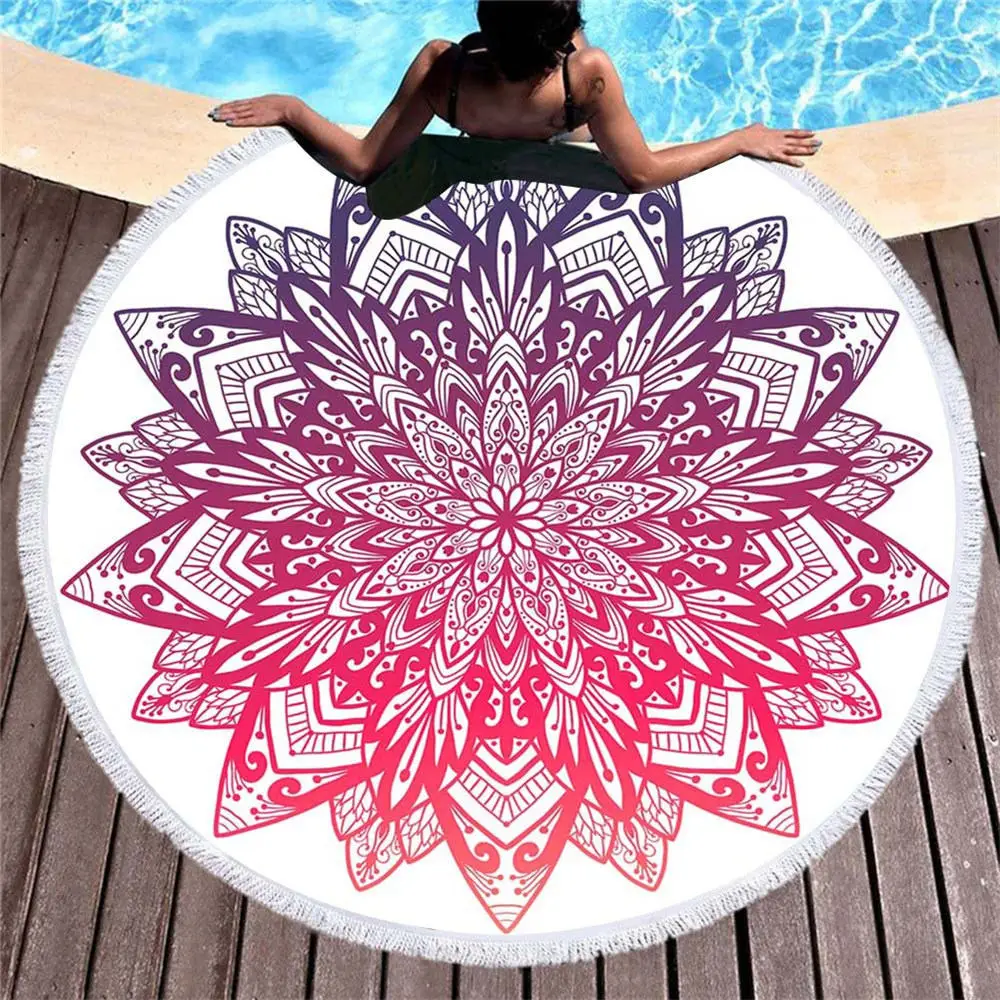 Mandala Geometric Series Microfiber Beach Towel Bohemia Style Round Colorful Swimming Shawl Yoga Mat |