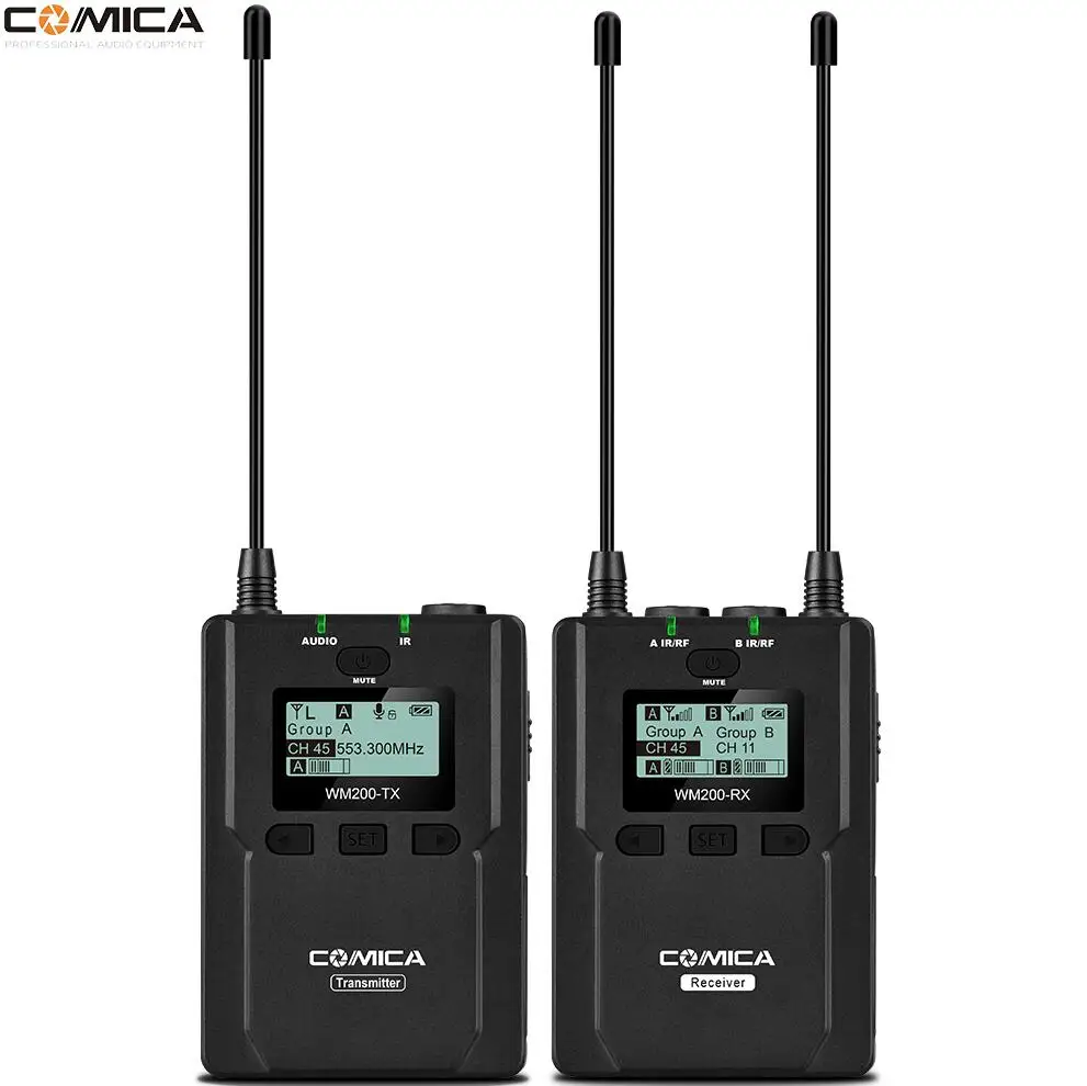 COMICA CVM-WM200 UHF 96 каналов металлический беспроводной микрофон приемопередатчик 120 м запись для DSLR и видеокамеры видео