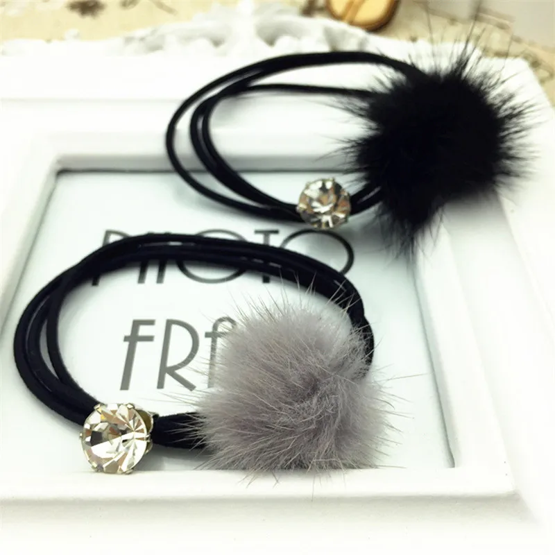 AKWZMLY/распродажа 1 шт. модные резинки для волос с меховым помпоном аксессуары