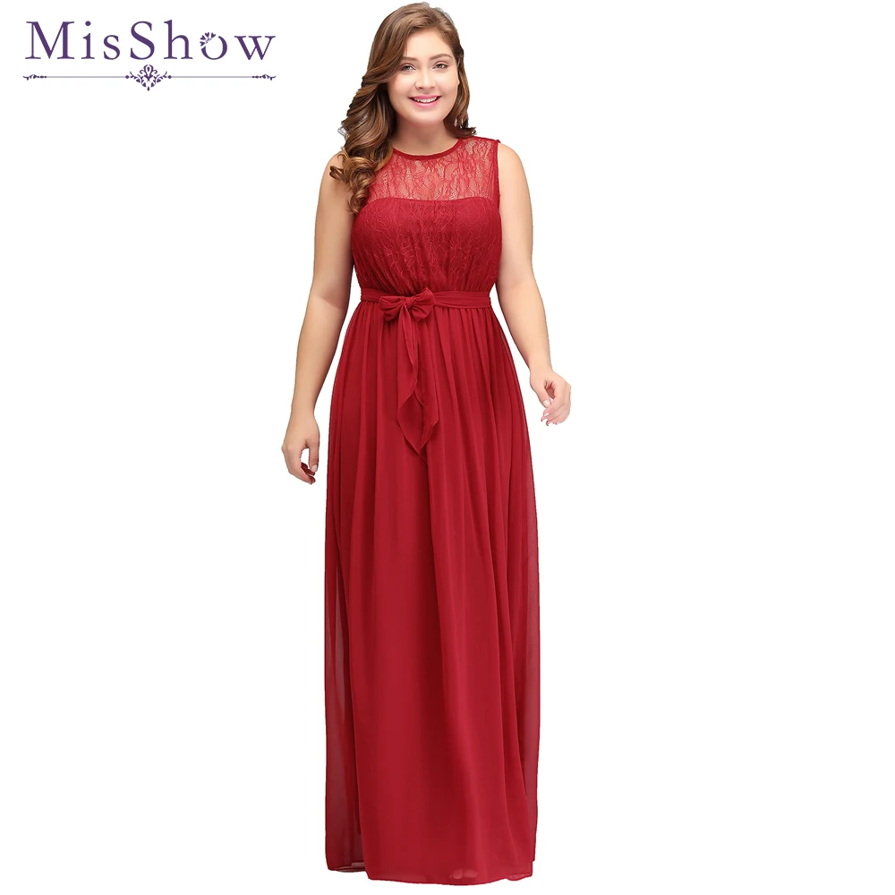 Фото Misshow красные вечерние платья Большие размеры длинный халат De Soiree 2017 Кружевное