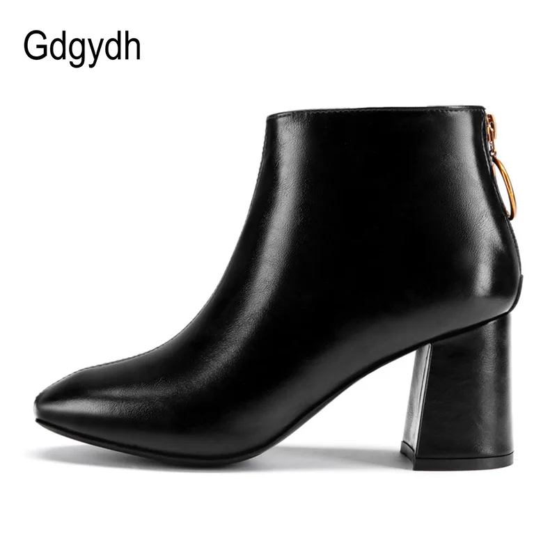 Женские кожаные ботинки Gdgydh на высоком каблуке с резиновой подошвой осень