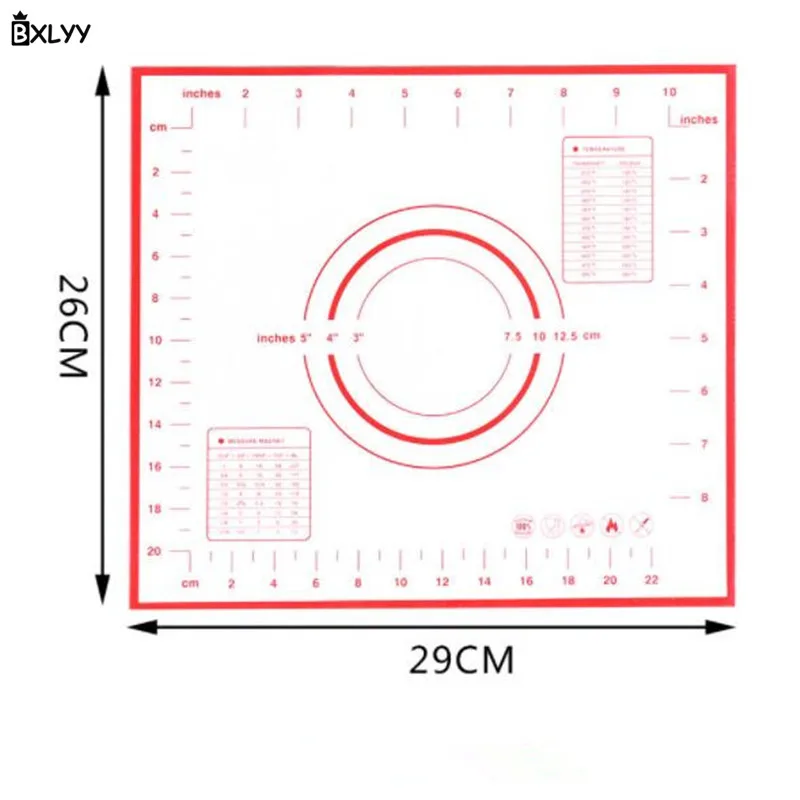 red-29x26cm BXLYY силиконовый коврик для выпечки с шкалой высокой температуры антипригарная выпечка коврик Инструменты для выпечки Кухонные аксессуары для приготовления пищи Dumplings.7z - Цвет: red-29x26cm