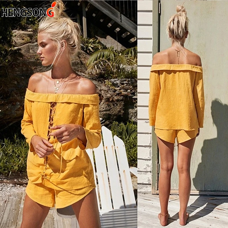 Высокое качество 2019 новый костюм сексуальный с открытыми плечами воротник Крест