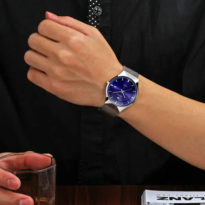 Топ люксовый бренд WWOOR мужские часы браслет из нержавеющей стали Кварцевые