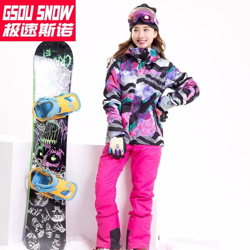 Сноуборд лыжный костюм Gsou Snow женский зимний горнолыжный костюм,женский сноубордический костюм,женская спортивная зимняя горнолыжная одежда,горнолыжный костюм женский,спортивный костюм женский
