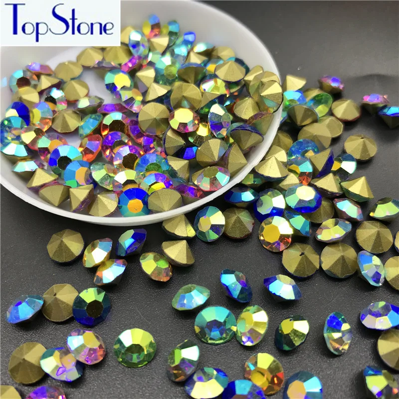 TopStone (SS28) 6 мм 144 шт. стеклянные бусины разных цветов круглые стразы AB с острым