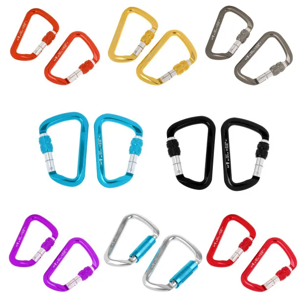 Professional 2 Pcs 30KN Twist Auto Locking D-Ring Carabiner Rock Climbing Rappelling Safety Rescue for Camping Hiking Equipment | Спорт и