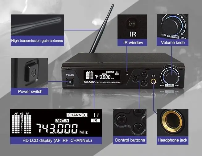 Acemic 100 м UHF Беспроводной микрофон в ухо Мониторы Системы для про