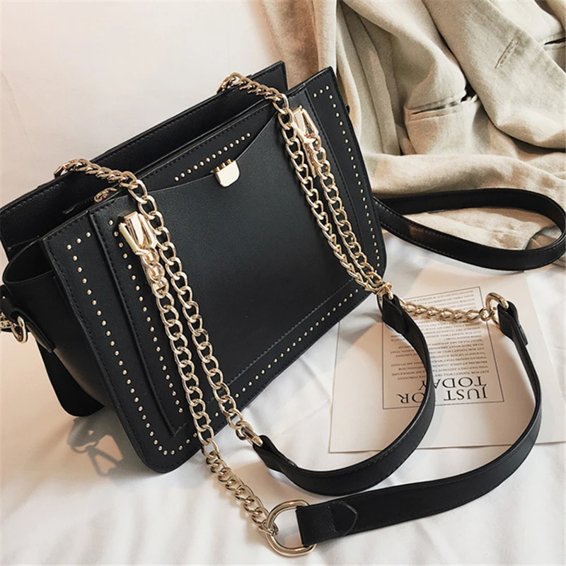 21 клубный бренд средняя мода заклепки цепи дамские сумки шоппинг рабочий кошелек