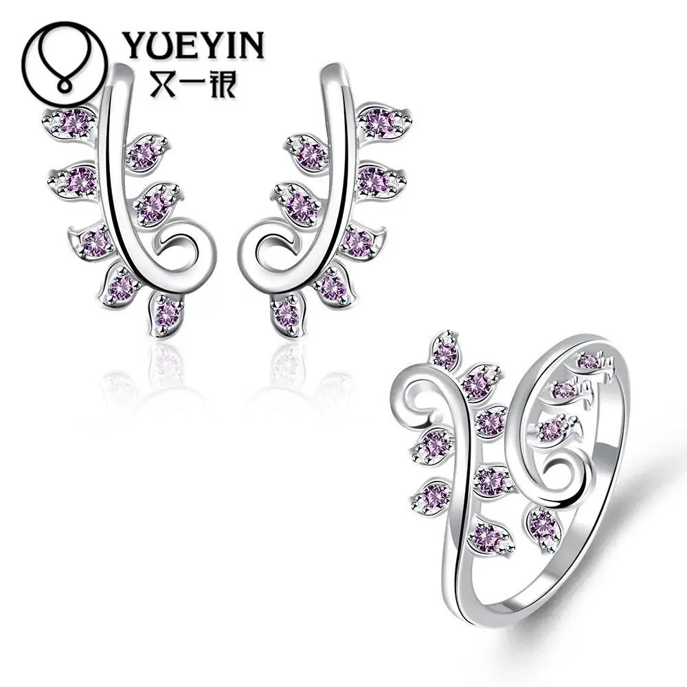 Новое поступление лепесток Sharp Модные Ювелирные наборы Серебряный кубический