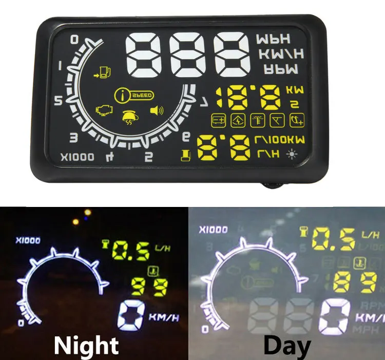 Популярный автомобильный HUD проектор 5 дюймов OBDII Head Up Display OBD 2 Интерфейс км/ч MPH