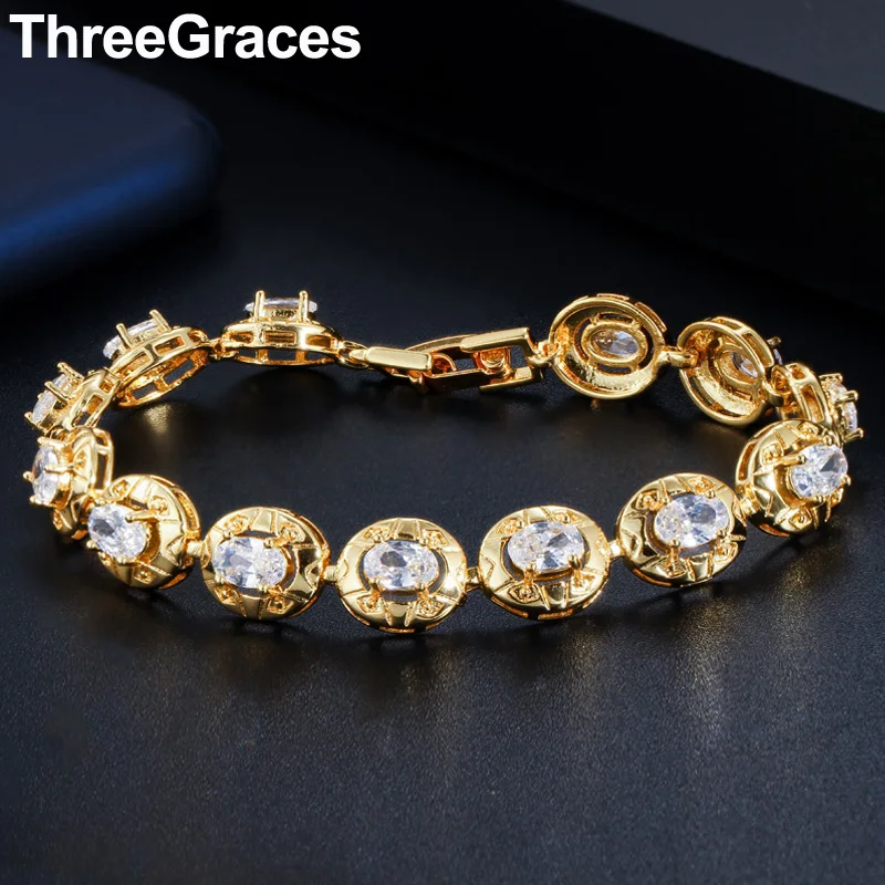 Индийская мода ThreeGraces желтый золотой овальный кубический цирконий кристалл